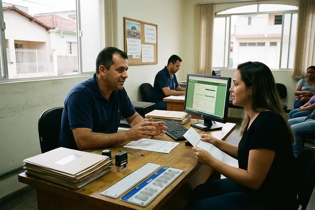 Despachante em Pouso Alegre discutindo principais serviços com cliente.